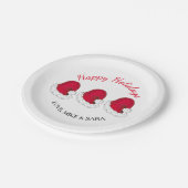 レッドサンタクロースハットクリスマスハッピーホリデイズ ペーパープレート (アングル)