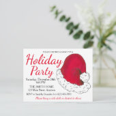 レッドサンタクロースハットクリスマスホリデーパーティー インビテーションポストカード (スタンド正面)