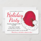 レッドサンタクロースハットクリスマスホリデーパーティー 招待状 (正面)