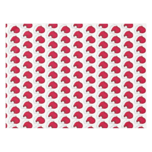 レッドサンタクロースハットメリークリスマスクリスマスホリデー テーブルクロス (正面(横))