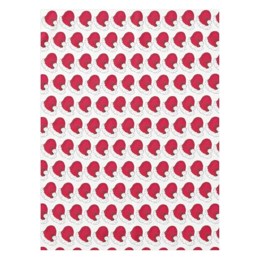 レッドサンタクロースハットメリークリスマスクリスマスホリデー テーブルクロス (正面)