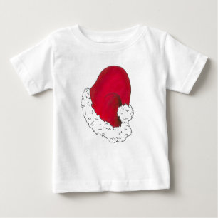 レッドサンタクロースハットメリークリスマスクリスマスホリデー ベビーTシャツ
