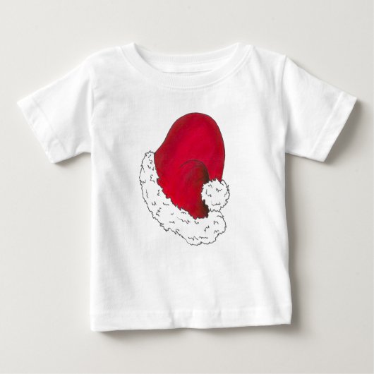 レッドサンタクロースハットメリークリスマスクリスマスホリデー ベビーTシャツ (正面)