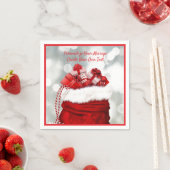 レッドサンタクロースバッグクリスマスプレゼントがいっぱい スタンダードカクテルナプキン (インサイチュ)