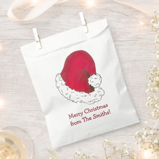 レッドサンタクロースパーソナライズされたハメリークリスマス フェイバーバッグ (クリップ留めされた状態)