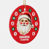レッドサンタクロースベビーマイルストーンクリスマスフォト セラミックオーナメント (右)