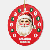 レッドサンタクロースベビーマイルストーンクリスマスフォト セラミックオーナメント (左)