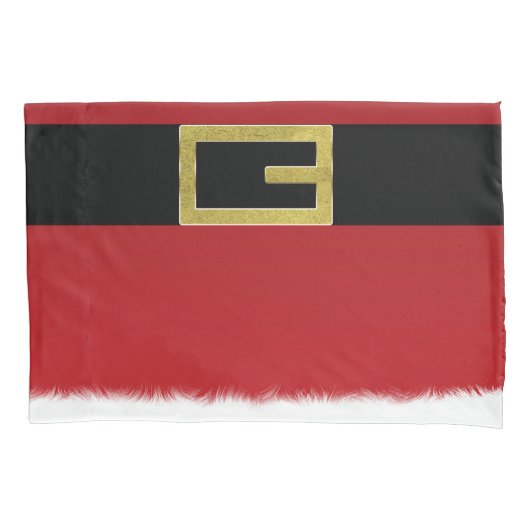 レッドサンタクロースベルト&ホワイトファークリスマスホリデー 枕カバー (正面)