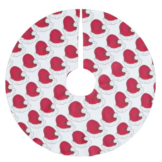 レッドサンタクロース帽子クリスマスホリデーセントニック ブラッシュドポリエステルツリースカート (正面)