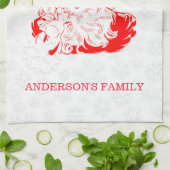 レッドサンタクロース白い雪片 キッチンタオル (折り畳み)