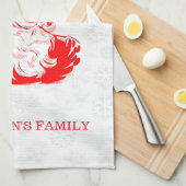 レッドサンタクロース白い雪片 キッチンタオル (四つ折り)