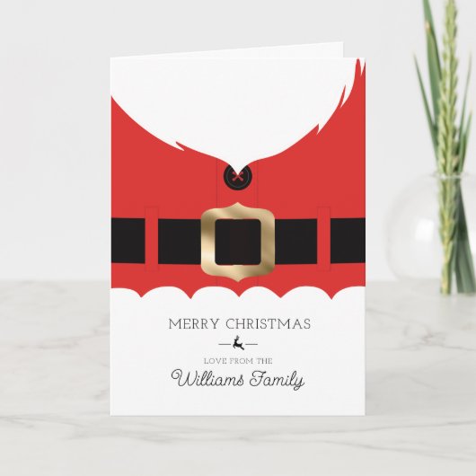 レッドサンタコートクリスマスフォールディングカード サンキューカード (正面)