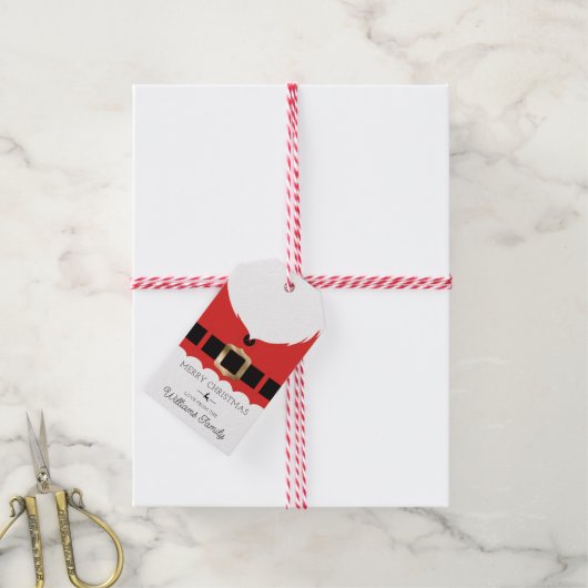 レッドサンタコートクリスマス ギフトタグ (より糸付き)