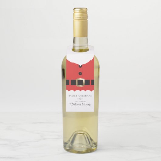 レッドサンタコートクリスマス ボトルネックタグ (ボトル)