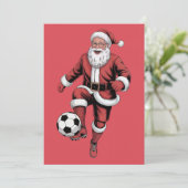 レッドサンタサッカー選手おもしろいクリスマスホリデーカード シーズンカード (スタンド正面)