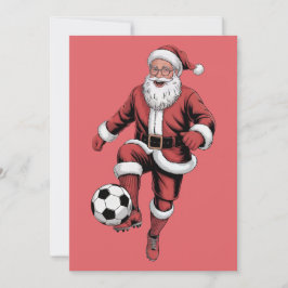 レッドサンタサッカー選手おもしろいクリスマスホリデーカード シーズンカード