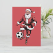 レッドサンタサッカー選手おもしろいクリスマスホリデーカード シーズンカード (スタンド正面)