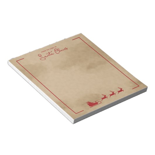 レッドサンタズライオンオールドフェイク紙ルック ノートパッド (アングル)