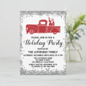 レッドサンタトラッククリスマスホリデーパーティーシルバー 招待状 (スタンド正面)