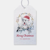 レッドサンタハシベリアハスキーアップリースホリデー ギフトタグ (裏面)