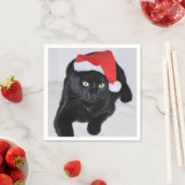 レッドサンタハットの黒猫 スタンダードカクテルナプキン (インサイチュ)