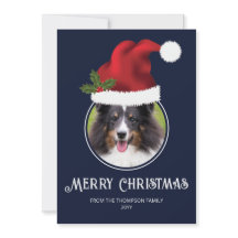 レッドサンタハットカスタム写真テンプレートオンブルー