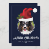 レッドサンタハットカスタム写真テンプレートオンブルー シーズンカード (正面/裏面)