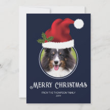 レッドサンタハットカスタム写真テンプレートオンブルー