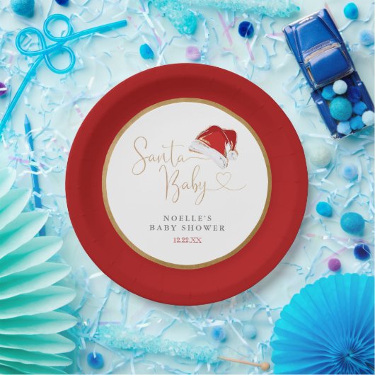 レッドサンタハットクリスマスサンタベビーベビーシャワー ペーパープレート (パーティー)