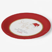 レッドサンタハットクリスマスサンタベビーベビーシャワー ペーパープレート (アングル)