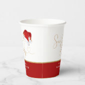 レッドサンタハットクリスマスサンタベビーベビーシャワー 紙コップ (右)