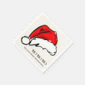 レッドサンタハットクリスマススケッチイラストレーション スタンダードカクテルナプキン (角)
