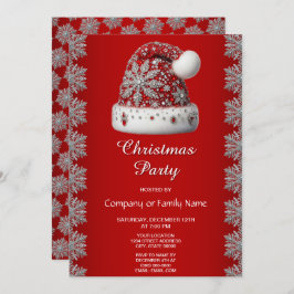 レッドサンタハットクリスマスパーティの招待状 招待状
