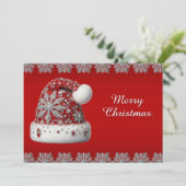 レッドサンタハットクリスマスホリデーカード シーズンカード (スタンド正面)