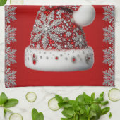 レッドサンタハットクリスマスホリデーキッチンタオル キッチンタオル (折り畳み)