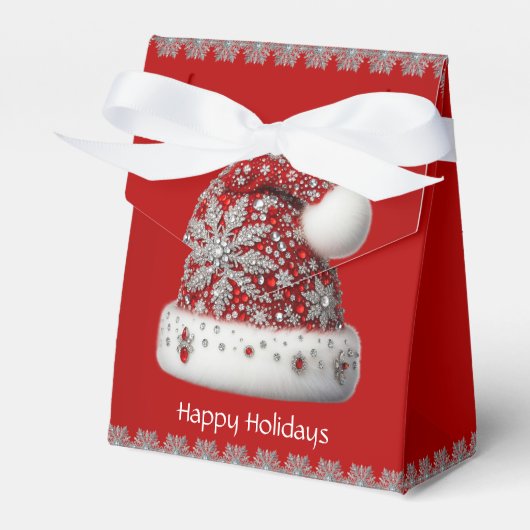 レッドサンタハットクリスマスホリデーギフトボックス フェイバーボックス (正面サイド)