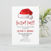 レッドサンタハットクリスマスホリデーパーティー招待状 シーズンカード (スタンド正面)