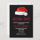 レッドサンタハットクリスマスホリデーブラック シーズンカード (正面)