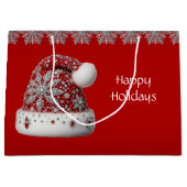 レッドサンタハットクリスマスホリデー抱き枕 ラージペーパーバッグ (正面)