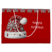 レッドサンタハットクリスマスホリデー抱き枕 ラージペーパーバッグ (裏面)