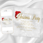 レッドサンタハットスノーフレーククリスマスパーティー開始 招待状