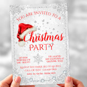 レッドサンタハットスノーフレーククリスマスパーティー 招待状