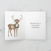レッドサンタハットトナカイのクリスマス カード (内部)