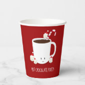 レッドサンタハットホットチョコレートクリスマスパーティー 紙コップ (裏面)