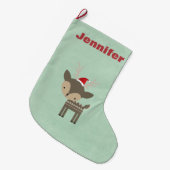 レッドサンタハットレトロのクリスマスディアインカスタム ラージクリスマスストッキング (正面 (吊り時))