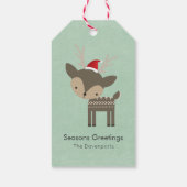 レッドサンタハットレトロヒップスターのクリスマスディアー ギフトタグ (裏面)