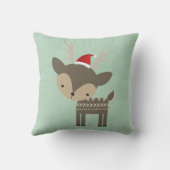 レッドサンタハットレトロヒップスターのクリスマスディアー クッション (裏面)