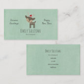 レッドサンタハットレトロヒップスターのクリスマスディアー 名刺 (正面/裏面)