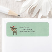 レッドサンタハットレトロヒップスター付きクリスマスディアー ラベル (インサイチュ)