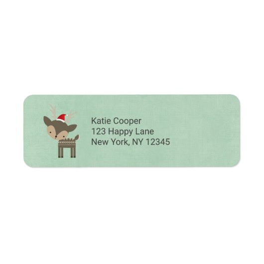 レッドサンタハットレトロヒップスター付きクリスマスディアー ラベル (正面)